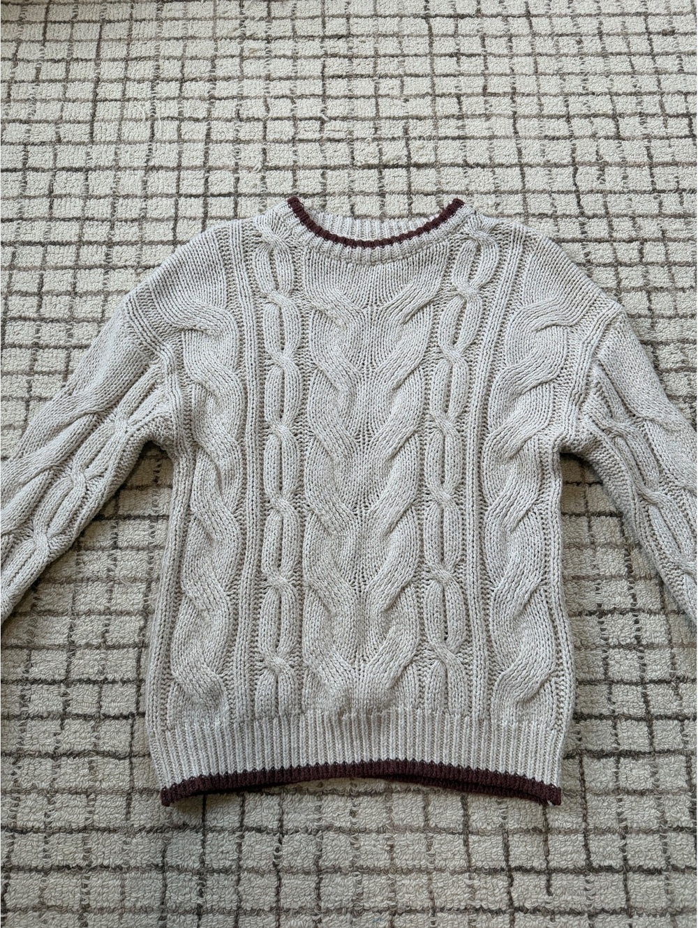 Women’s cable knit cream fall cozy cabin outdoorsy granola girl chunky sweater